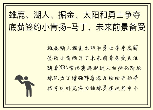 雄鹿、湖人、掘金、太阳和勇士争夺底薪签约小肯扬-马丁，未来前景备受关注